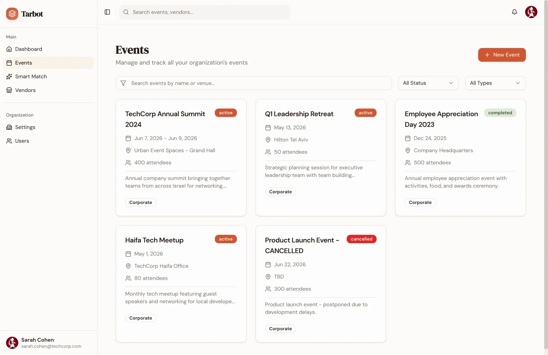 Tarbot — Event Tracking Tool